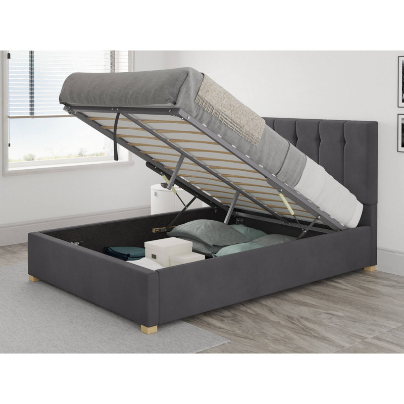 Hutridge Upholstered Ottoman Storage Bed, Steel, Small Double (4')
