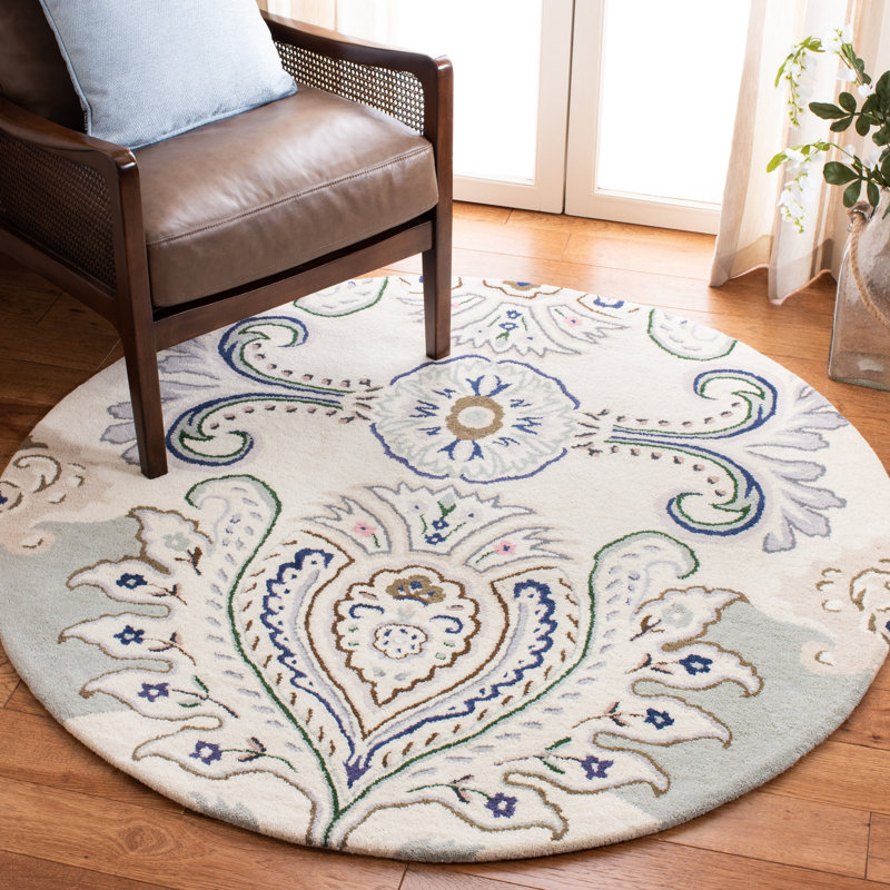 Haryan Hand Tufted Wool Rug, Rond 5 pi