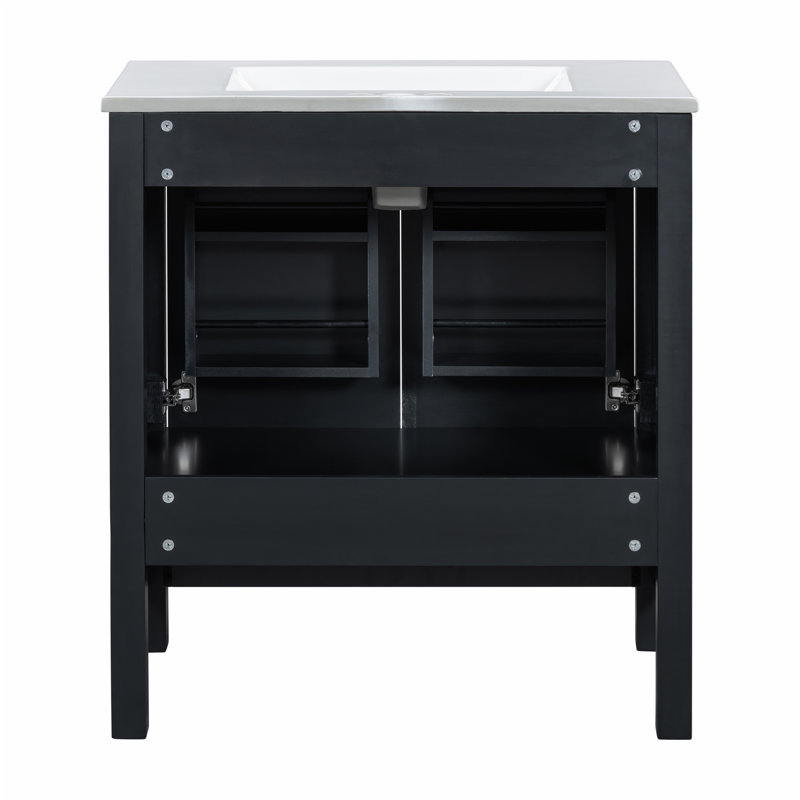 Meuble-lavabo 30 po avec lavabo simple, Noir