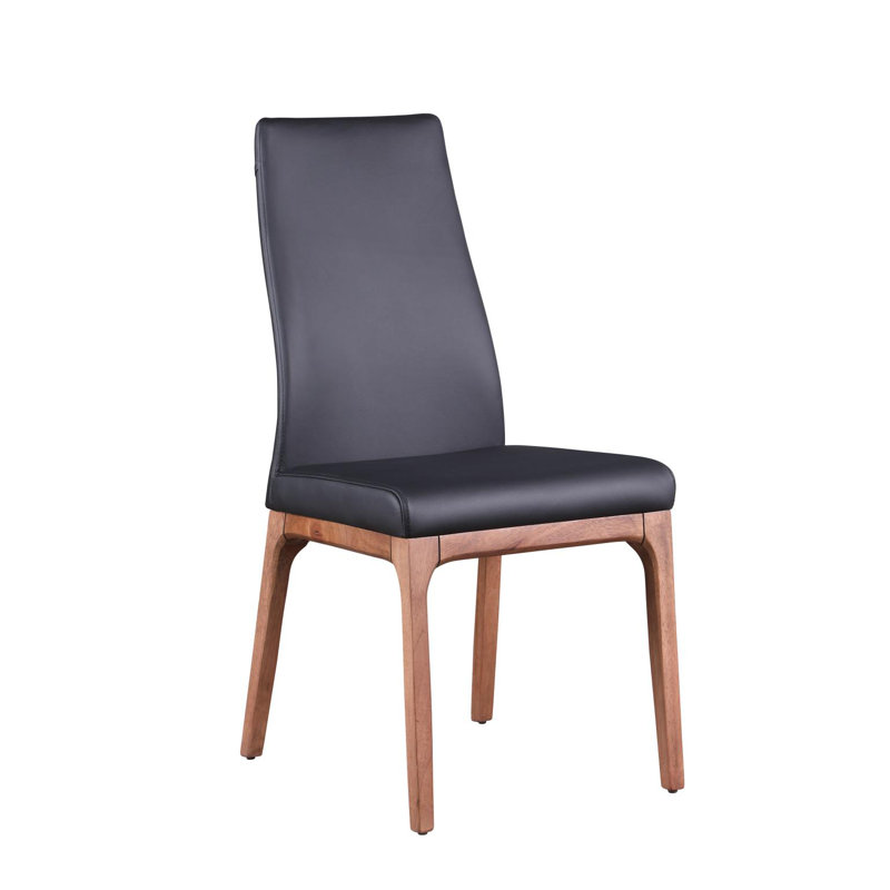 Bendicty Modern Side Chair w/ Solid Wood Base, Walnut, Black
