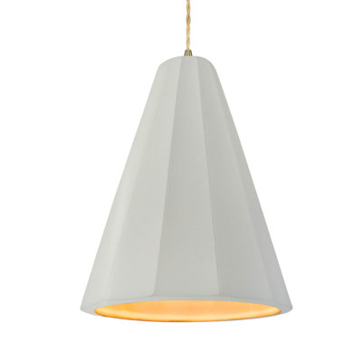 Radiance - luminaire suspendu 1 lumière cannelé - blanc mat avec intérieur champagne doré - laiton antique - l 9 po x H 13 po - DEL dédiée - cordon torsadé beige