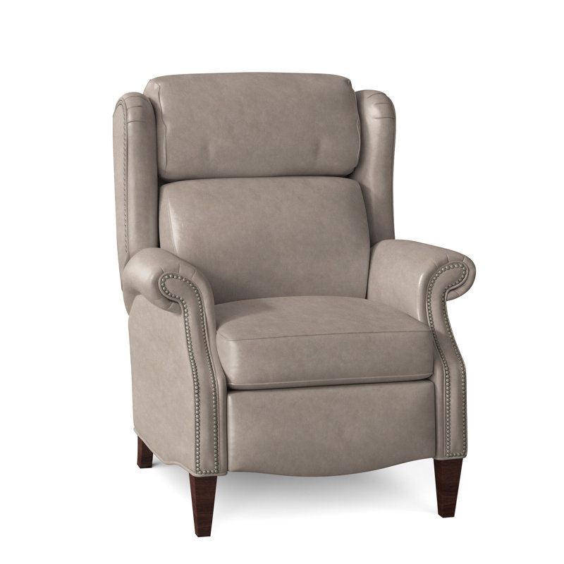Miller Recliner, Aline Fumo Genuine Leather, Mahogany, Pewter