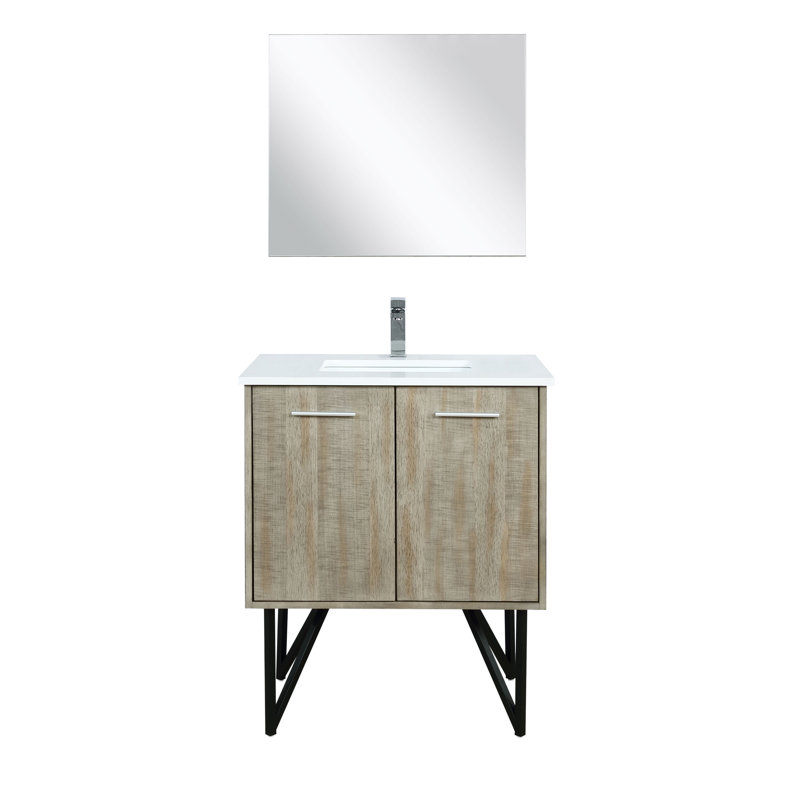 Lancy 30 in W x 20 in D Single Bath Vanity Mirror and Faucet Set, White Cultured Marble