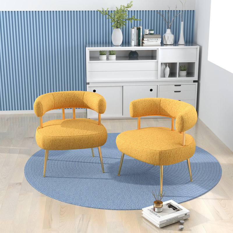 Upholstered Barrel Chair, Yellow