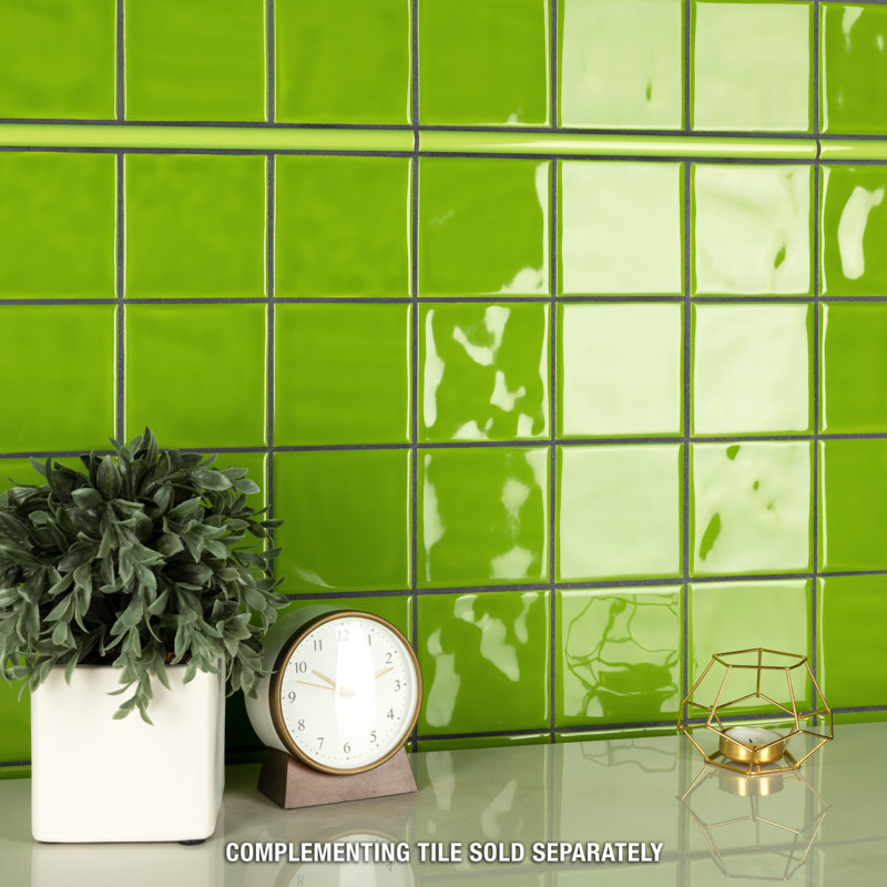 Twist Square Green Kiwi 11-3/4" x 11-3/4" Ceramic Mosaic Tile