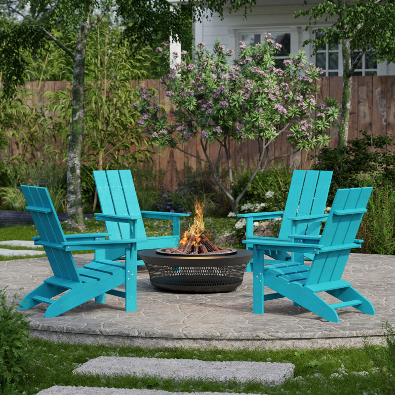Freedom 4-Piece Modern Adirondack Conversation Set, Aruba Blue