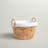 Round Wicker Laundry Basket with Handles in Handwoven Water Hyacinth and Metal Frame-757855468