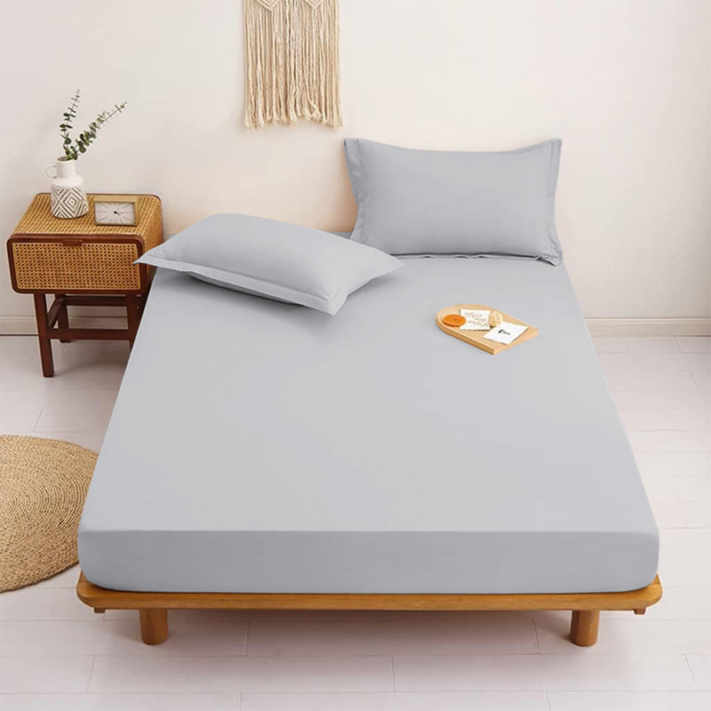 Aspire Homeware Ultra Soft 40cm Deep Fitted Sheet for Extra Deep Mattress and Cozy Sleep, Super King (6'), Silver
