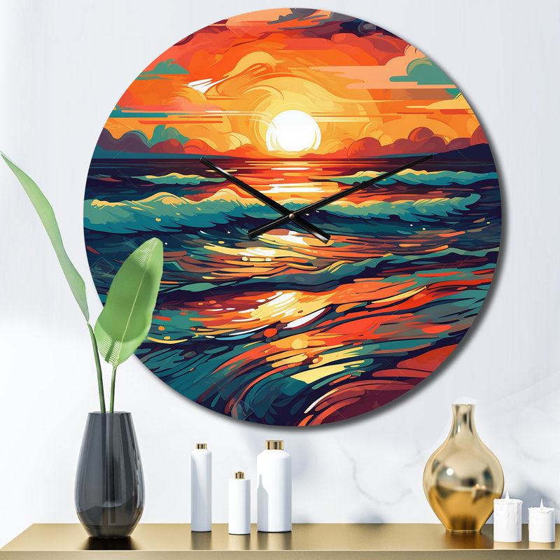 Horloge murale en métal Sunset On The Beach, Petit
