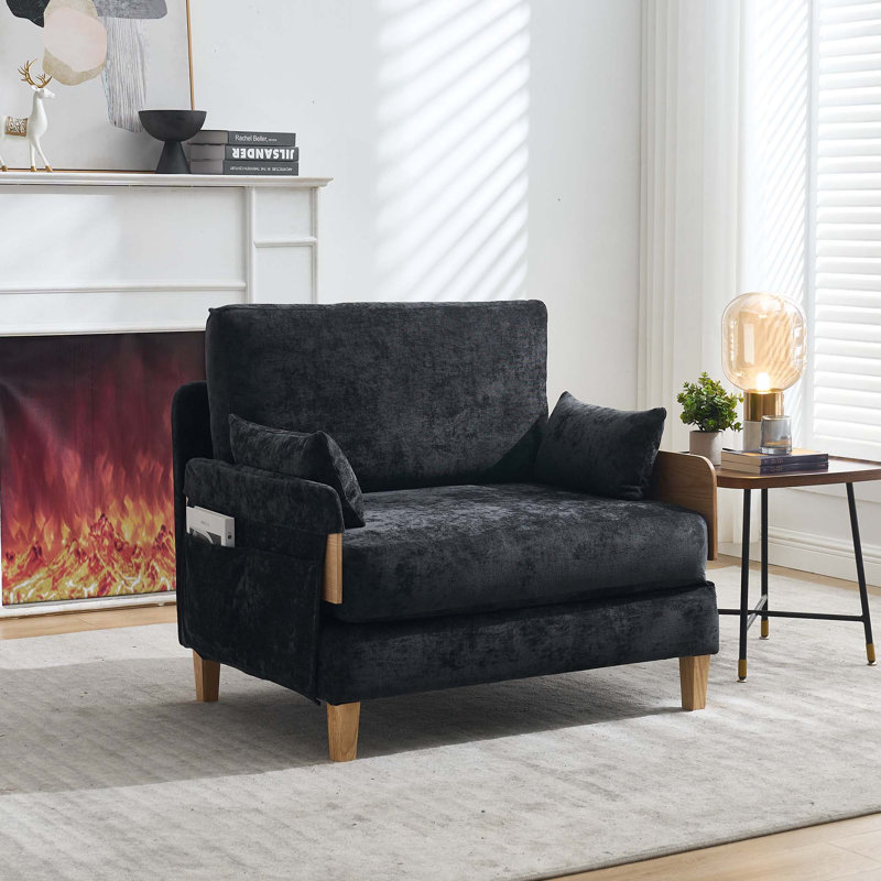 Canapé-lit inclinable convertible 3-en-1 pour petits espaces, Chenille noir