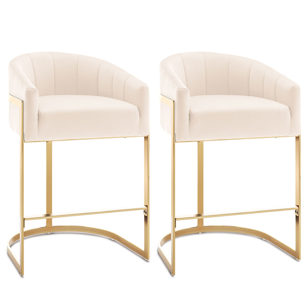 Sistrunk Velvet Tufted Bar Stool with Metal Frame