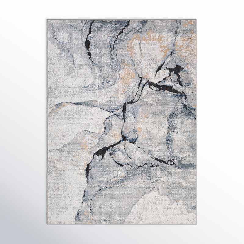 Steve Abstract Gray Area Rug, Rectangle 5'3" x 7'3"