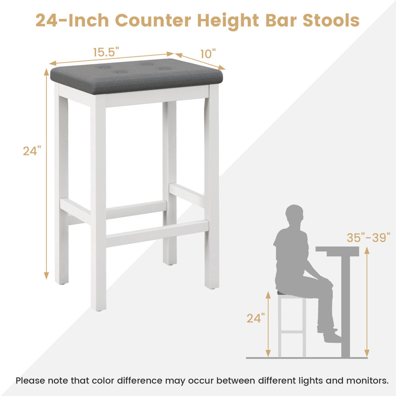Davasia Upholstered Counter Stool, 4, White, Gray