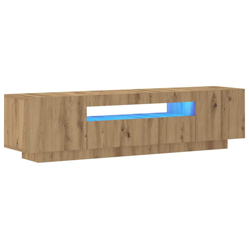 Metro Lane TV Cabinet With LED Lights Smoked Oak 160X35x40 Cm, Artisian Oak