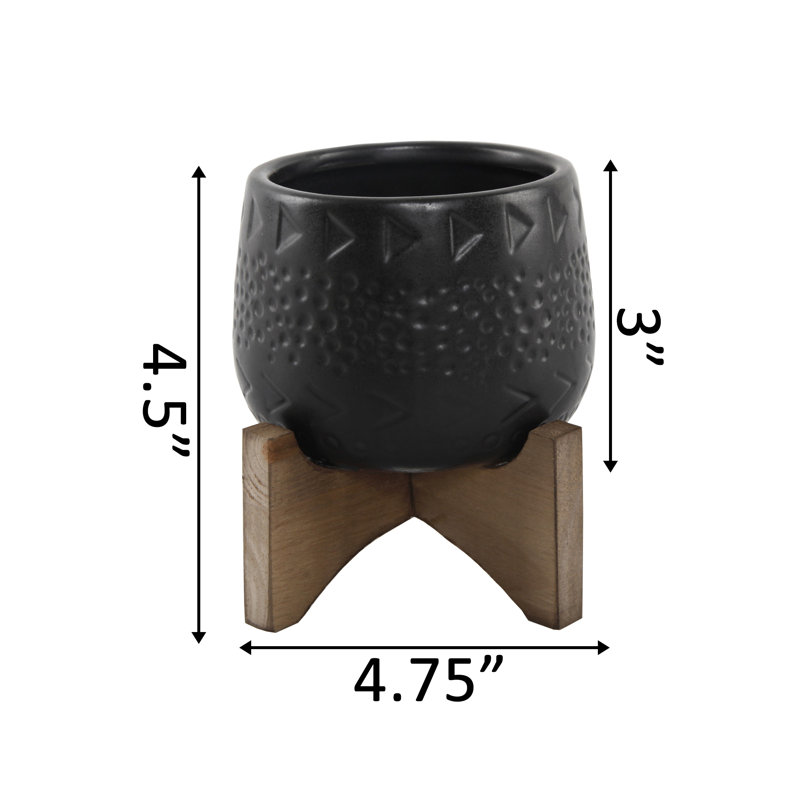 Pot de fleurs en céramique Riya, Noir