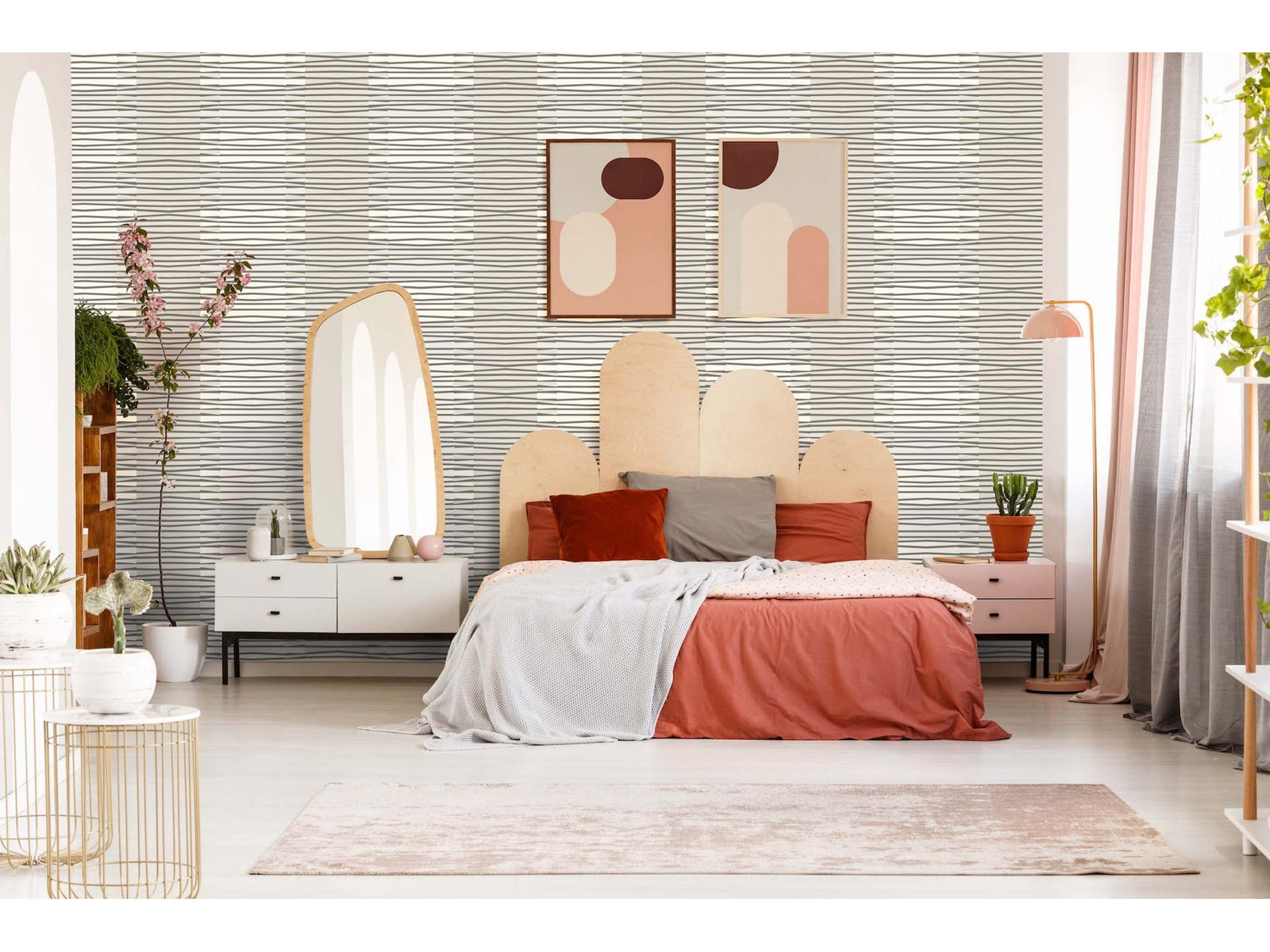 Zaire Wallpaper Roll, White, Faux Grasscloth, Non-pasted