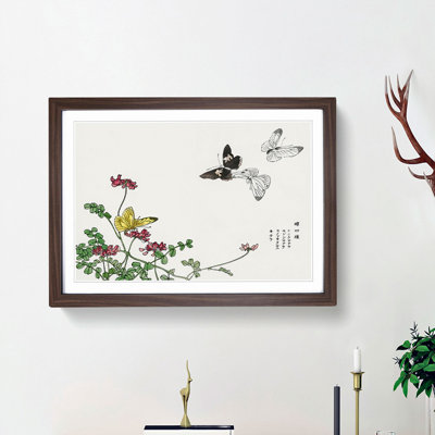 Butterflies & Pink Flowers by Morimoto Toko - Picture Frame Painting Print