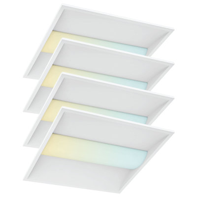 LUXRITE 2x2 FT LED Troffer Light, Center Basket Panel, 5CCT (3000K-6000K), 20W-40W, 2500-5000LM, 0-10V Dimmable 120-277V ETL Listed DLC Premium 4 Pack