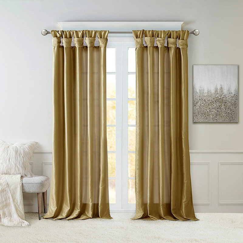Twist Tab Lined Window Curtain Panel 50X95", Bronze, 50.03" W x 95.03" L