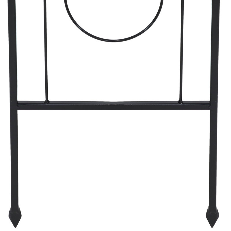 Black Steel Arched Garden Trellis with Flowerpot Supports, Set of 2