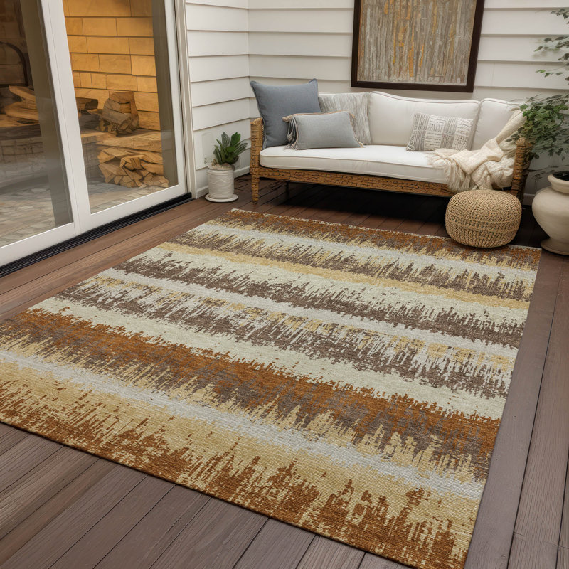 Chayden Indoor/Outdoor Chantille ACN1013 Gold Area Rug, Rectangle 10' x 14'
