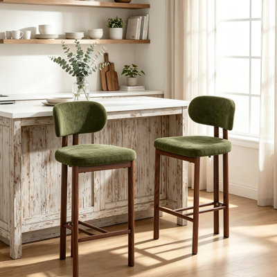 Upholstered Bar Stool with Iron Frame