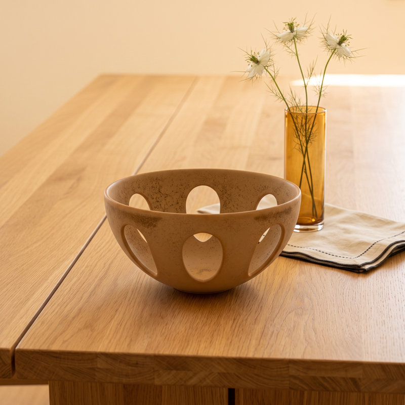 Ardoch Handmade Metal Decorative Bowl - Set of 1, 3.5" H x 7" W x 7" D, Tan