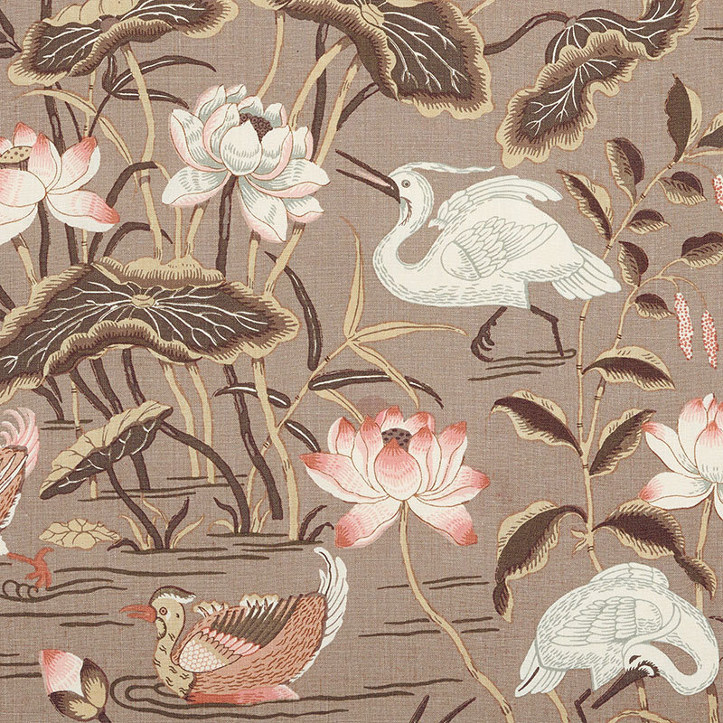 Tissu 100% lin Lotus Garden, Moka