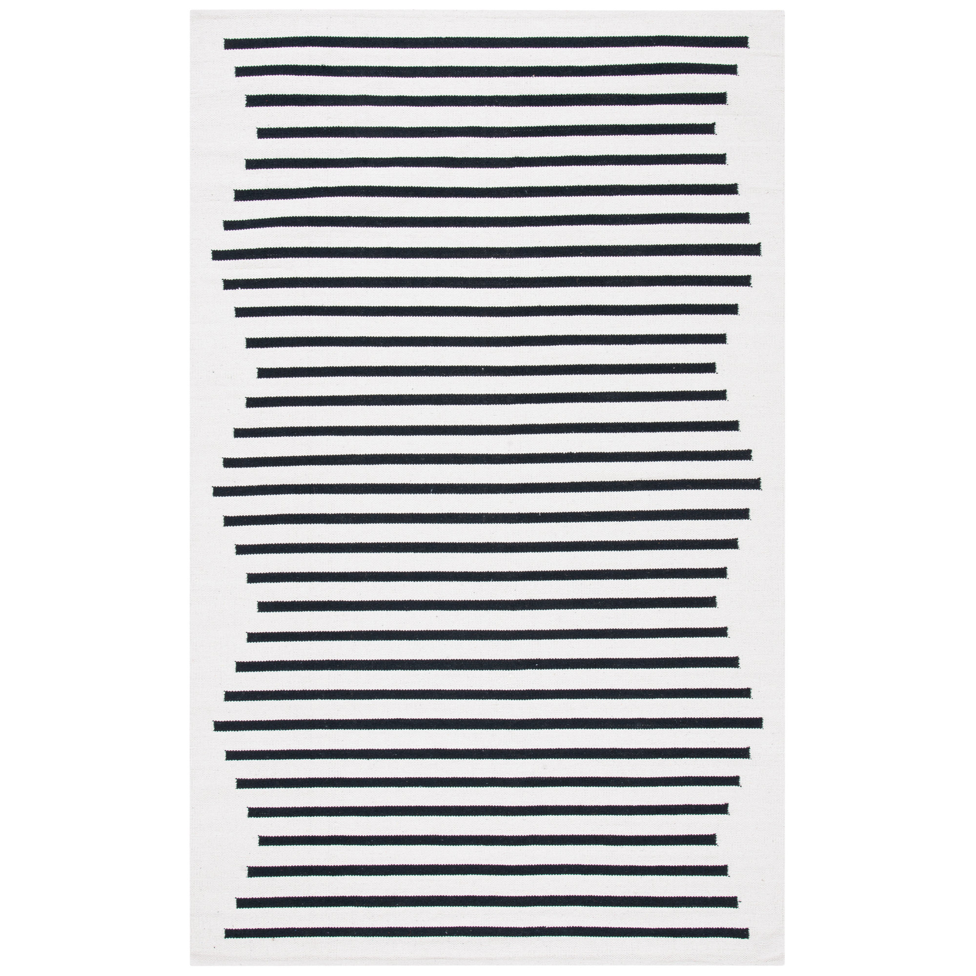 Mando Handmade Cotton Ivory/Black Rug, Rectangle 4' x 6'