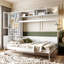Lit mural blanc de taille double avec lit, tablettes et - Facile à ranger, peu encombrant pour les petits espaces d'appartements, le rangement-1357669282-1357669281
