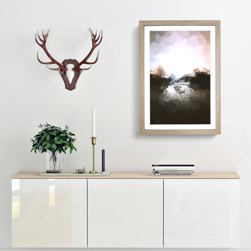Kayaking Through the Mountains in Abstract - Framed Print, Oak, 60cm H x 40cm W x 2cm D