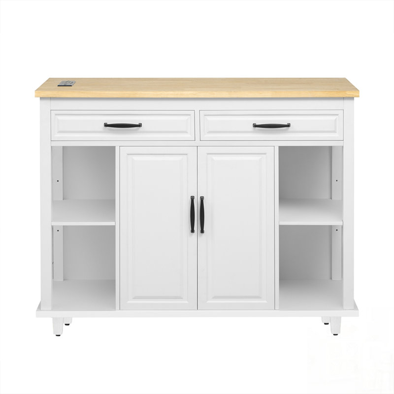 Extendable Kitchen Island with Dining Table, Internal Storage, and Power Outlet for Modern Kitchens