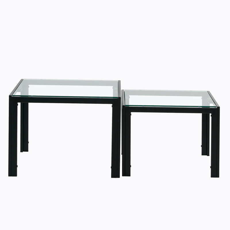 Amose Glass Top Nesting Coffee Table, Transparent