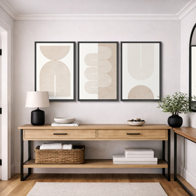 "Mid-Century Modern Boho" Duotone Beige Abstract Lines
