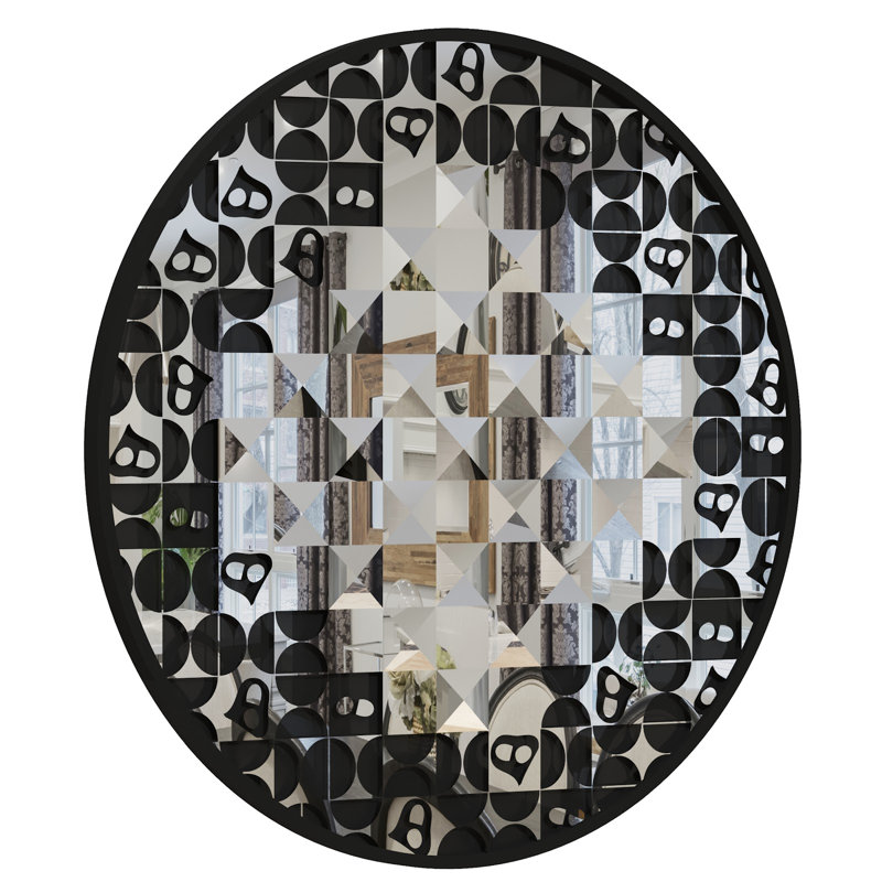 Engineered Wood Flat Wall Mirror, Black, 85cm H x 85cm W