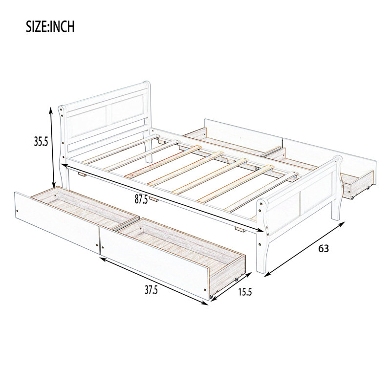 Rahming Storage Bed, Queen, Gray