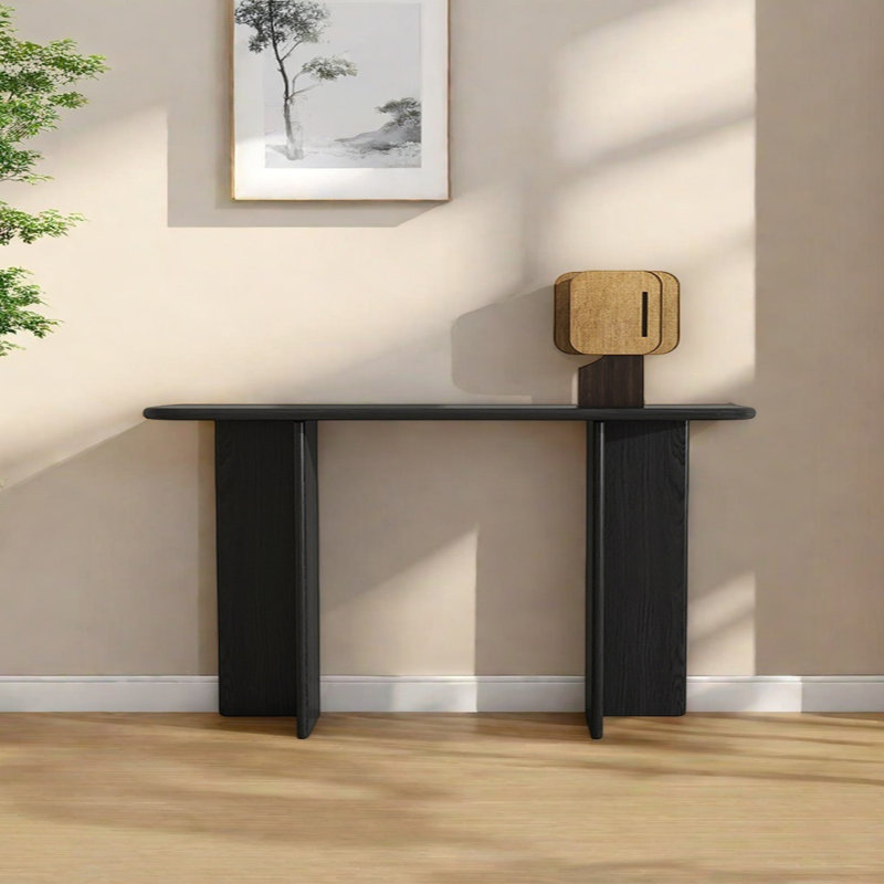 Console Minimalist, H 31,5 po x l 70,87 po x P 11,81 po, Noir, noir, noir, noir