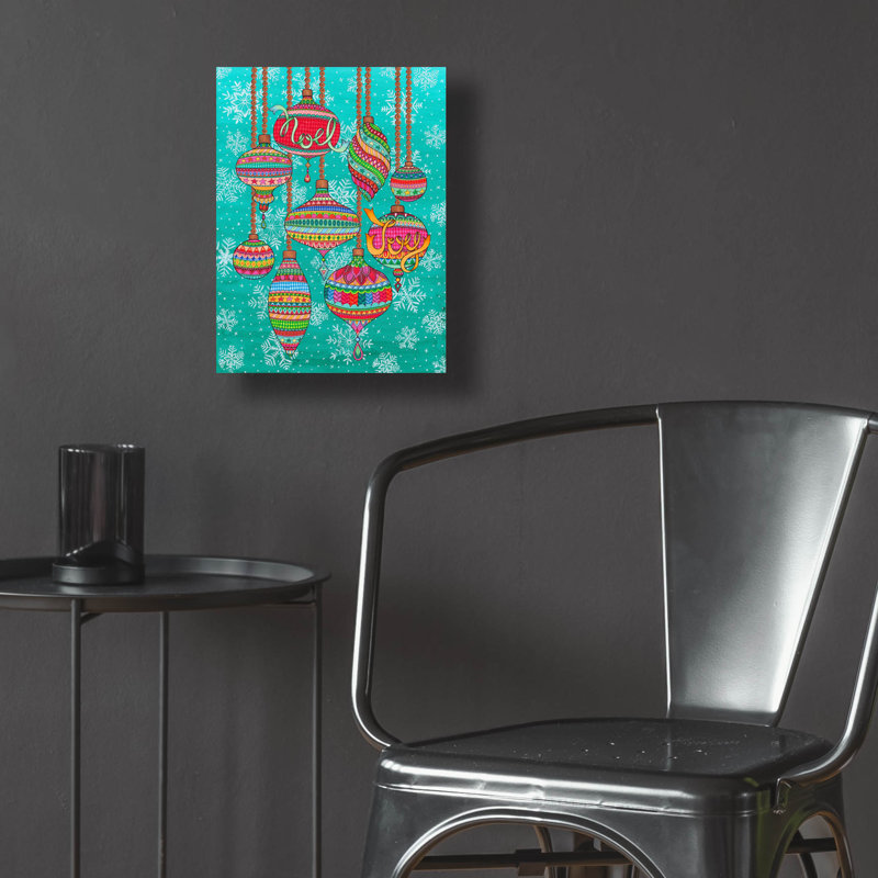 «Baubles In The Snow» par Hello Angel, acrylique, H 16 po x l 12 po x P 0,13 po