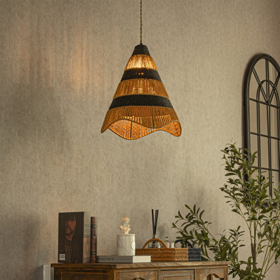 1-Light Farmhouse Woven Pendant Light 