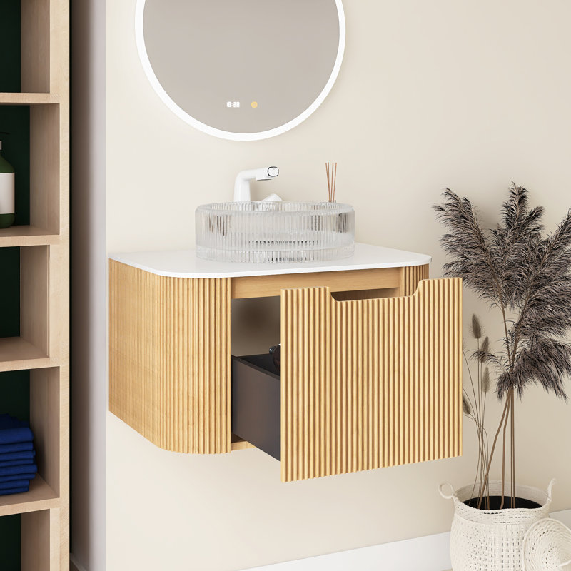 24" Bathroom Vanity With Sink, White, Yellow, 24"