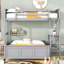 Lit simple superposé au dessus d'un lit double avec bureau-891761698-891761697