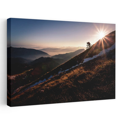 «Golden Hour Mountain Biking Abstract Contemporary Mountain», reproduction d'art murale