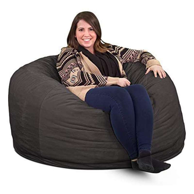 Bean Bag Chair, Oversized Indoor Comfy Lounger, Suede, Gray Suede, 28" H x 48" W x 48" D
