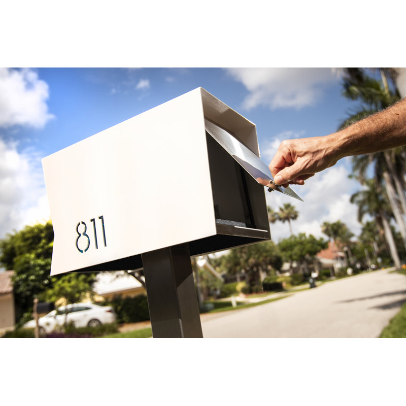 RetroBox Post Mounted Mailbox, Yes, Black/Lemon Lime