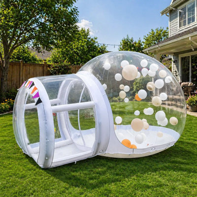 13 FT PVC Inflatable Bubble Balloon House with Tunnel & Blower, Clear Bubble Tent for Kids Parties, Birthdays, Weddings & Backyard Events