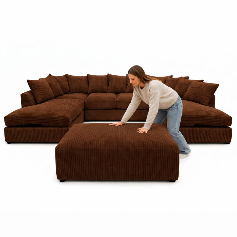7 Seater Corduroy Sofa Bed, Chocolate
