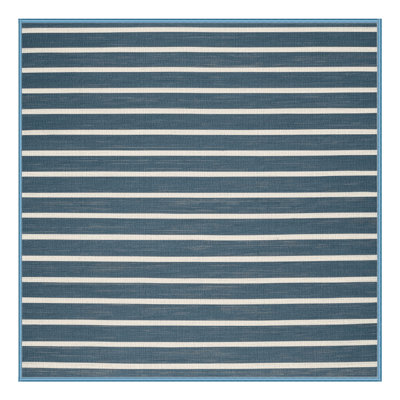 Machine Washable Horizontal Stripes Blue Area Rug