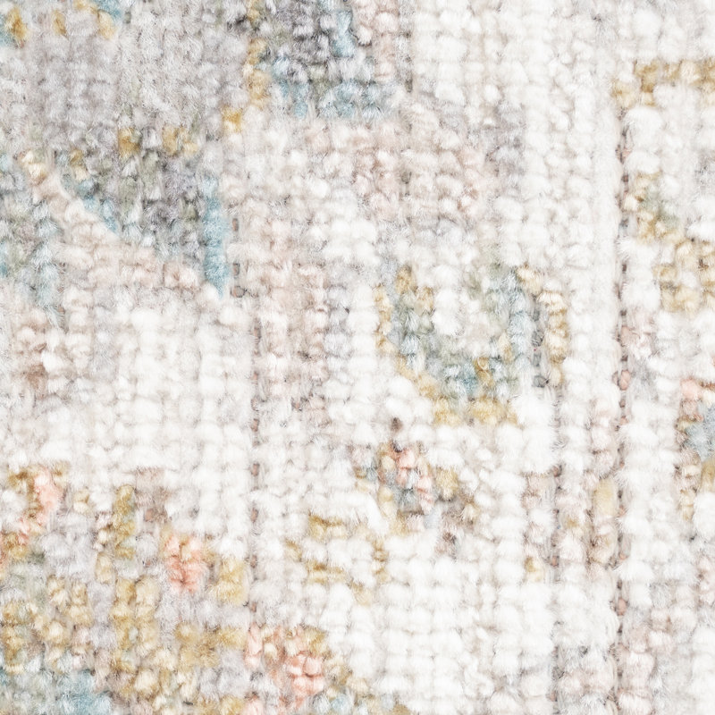 Gurpaige Traditional Oriental Cream Polyester Area Rug, Runner 2' x 8'