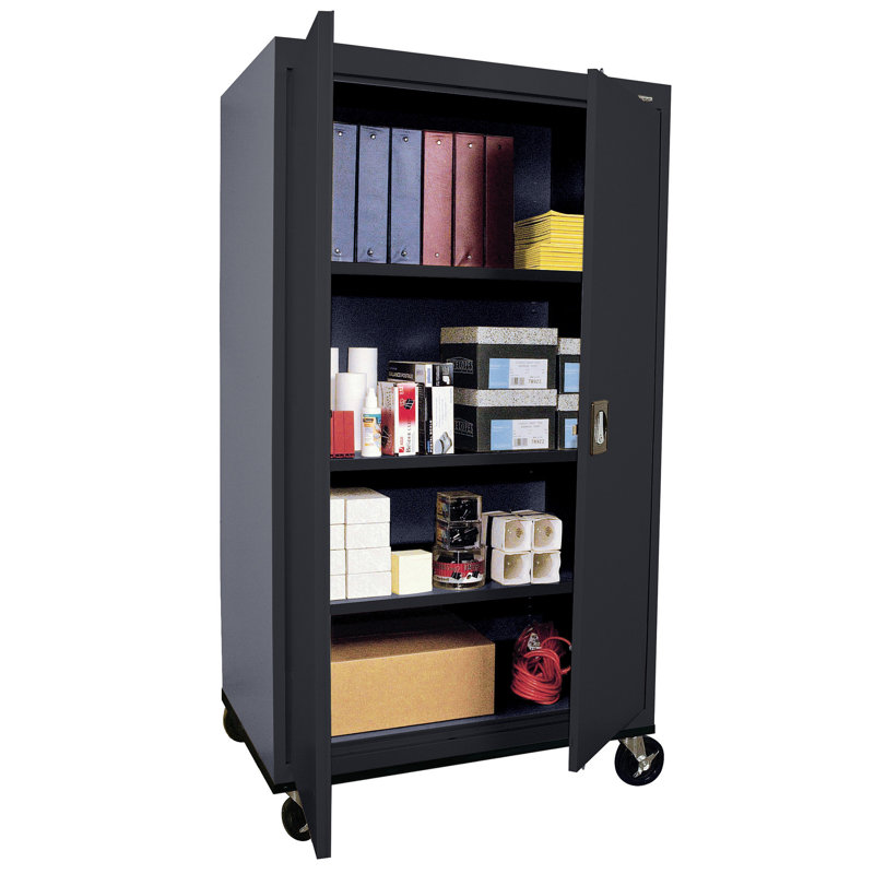Armoire de rangement simple en acier de calibre 20 (H 72 po x l 36 po x P 24 po), Noir