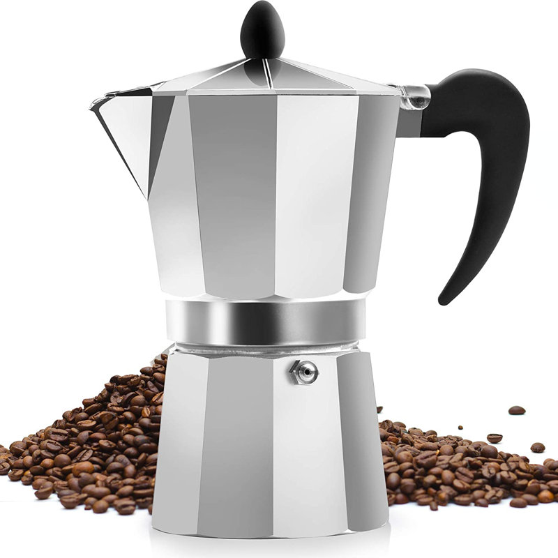 Zulay Kitchen Classic Stovetop Espresso Maker Moka Pot Authentic Italian Style, 3 Shots, Silver